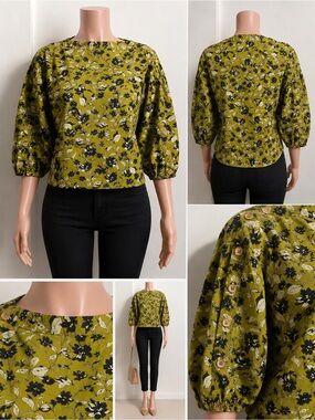 BURU WOMENS OLIVE FLORAL TOP